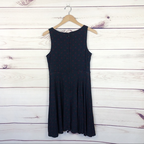 LOFT Navy & Maroon Polka Dot Summer Dress M - Picture 5 of 7